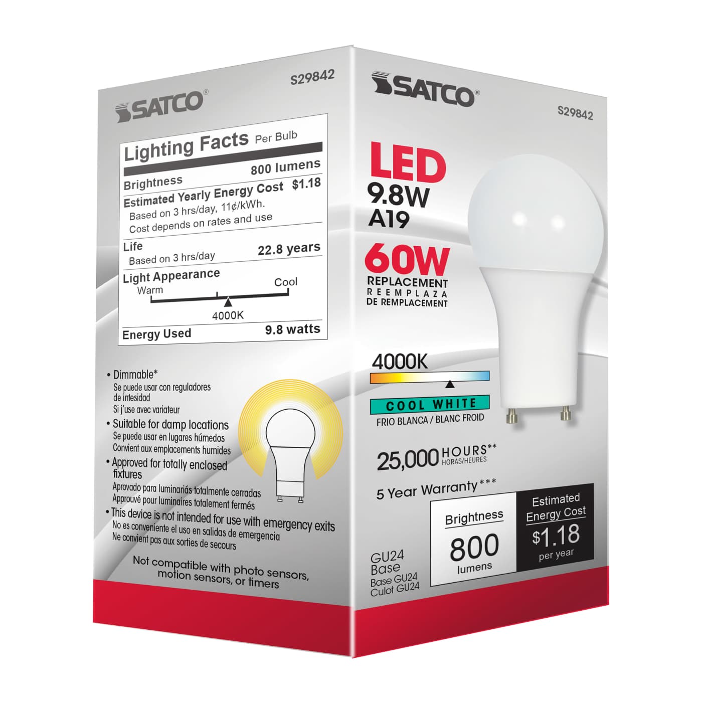 9.8A19/OMNI/220/LED/40K/GU24 - S29842