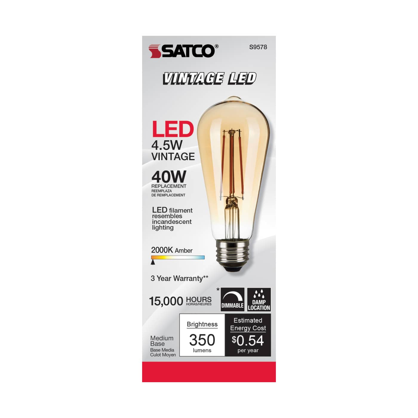 4.5ST19/AMB/LED/E26/20K/120V - S9578
