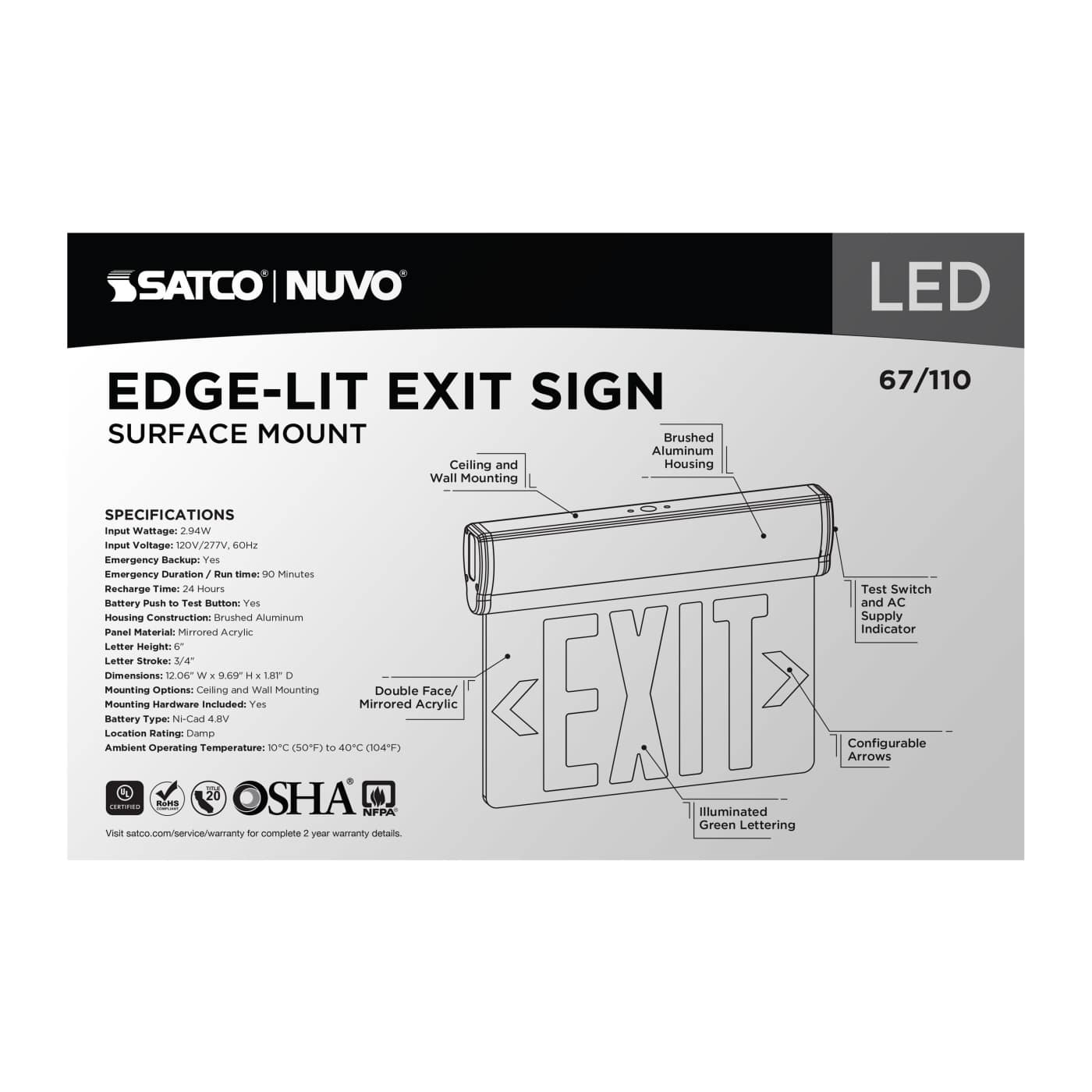 EL EXIT SIGN - DF GR MIR - 67-110
