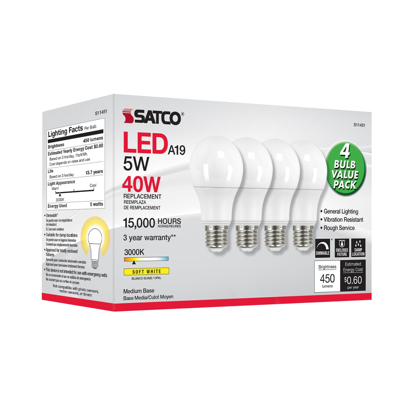 5A19/LED/830/120V/D/4PK - S11451