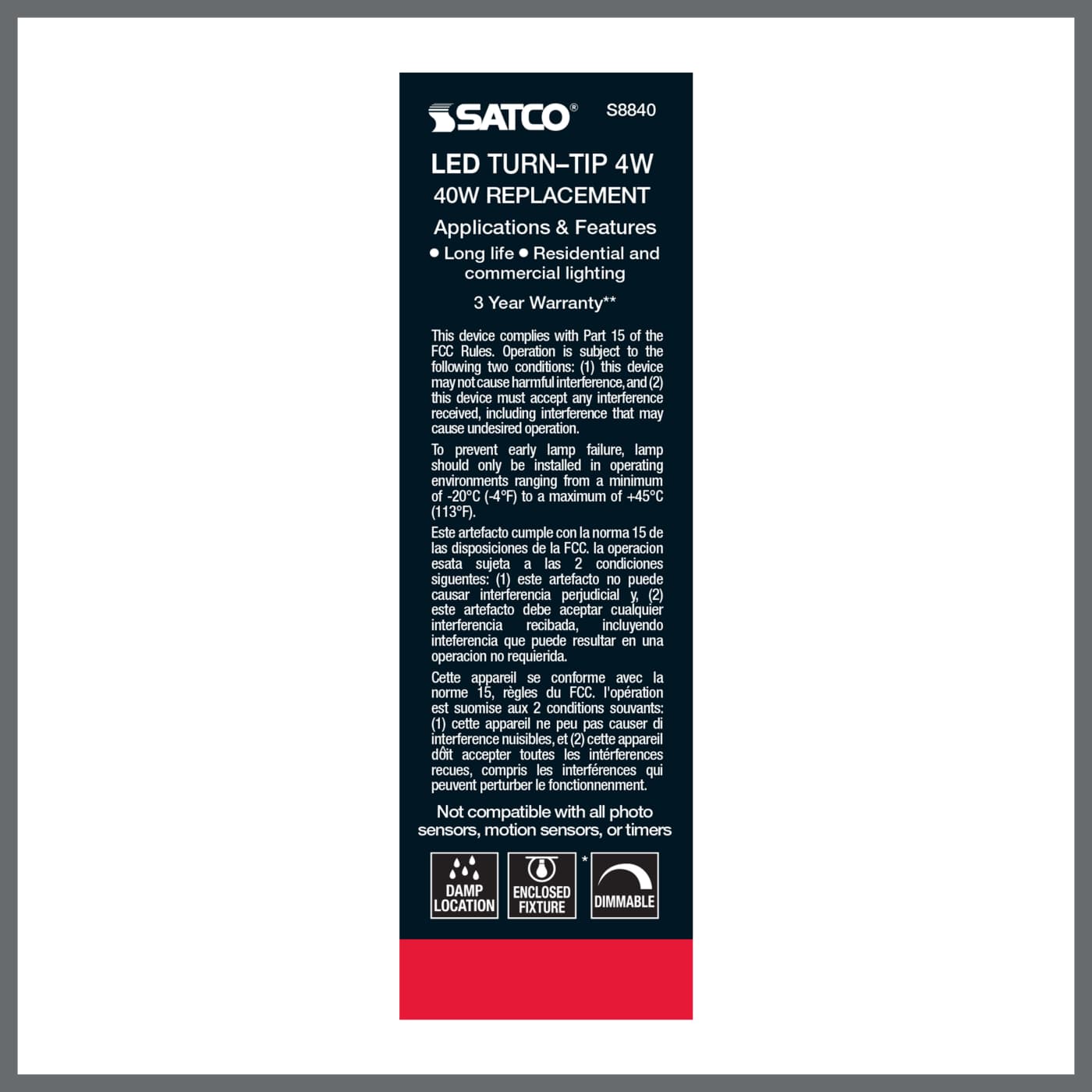 4W CFC/LED/40K/CL/120V - S8840