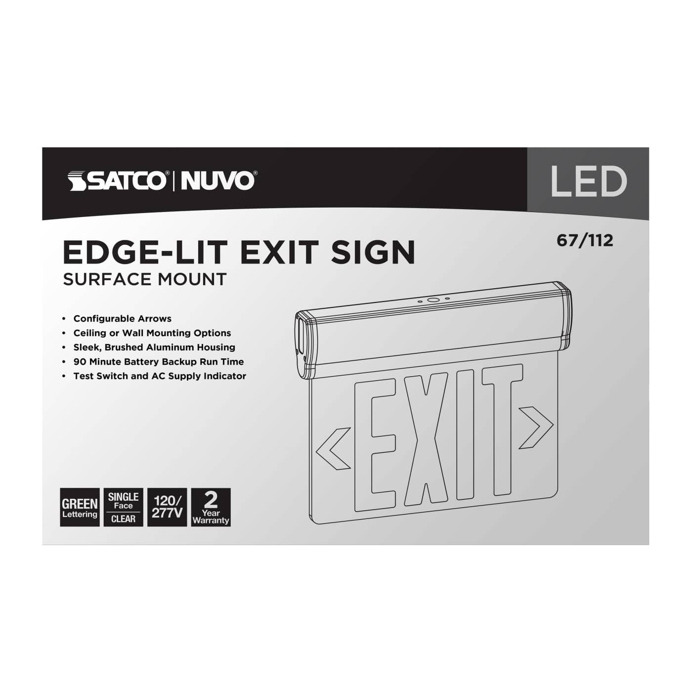EL EXIT SIGN - SF GR CLR - 67-112