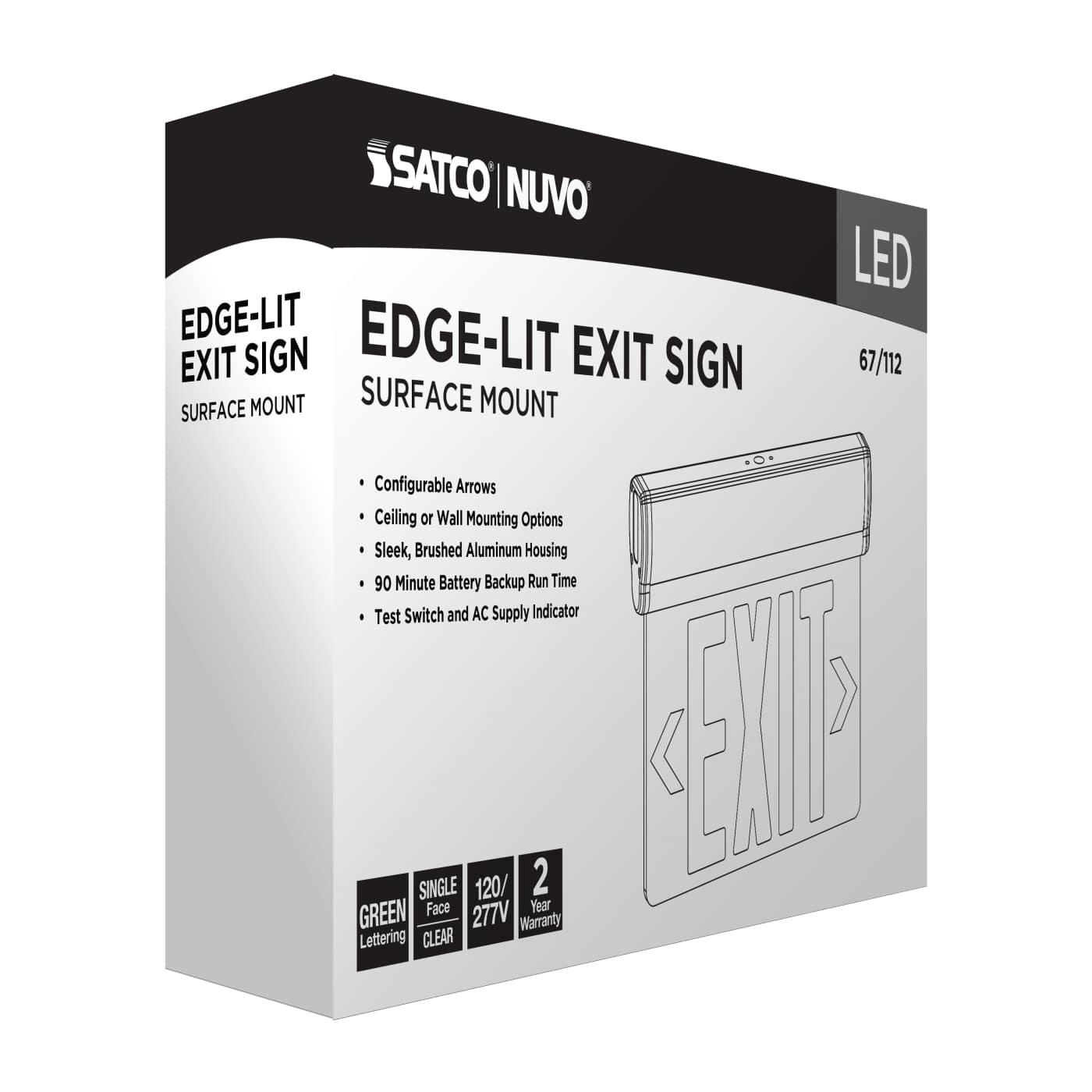EL EXIT SIGN - SF GR CLR - 67-112