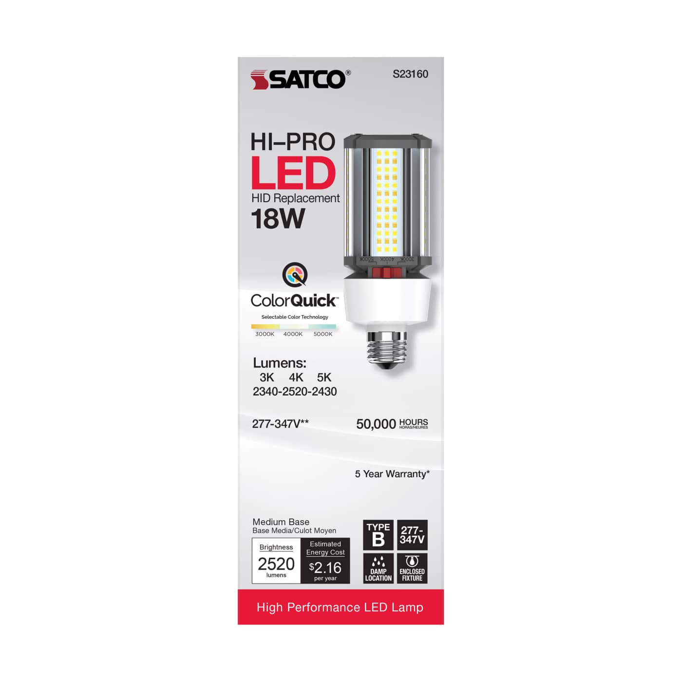 18W/LED/CCT/277-347V/E26 - S23160