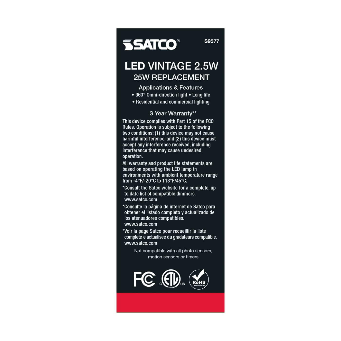 2.5ST19/AMB/LED/E26/20K/120V - S9577