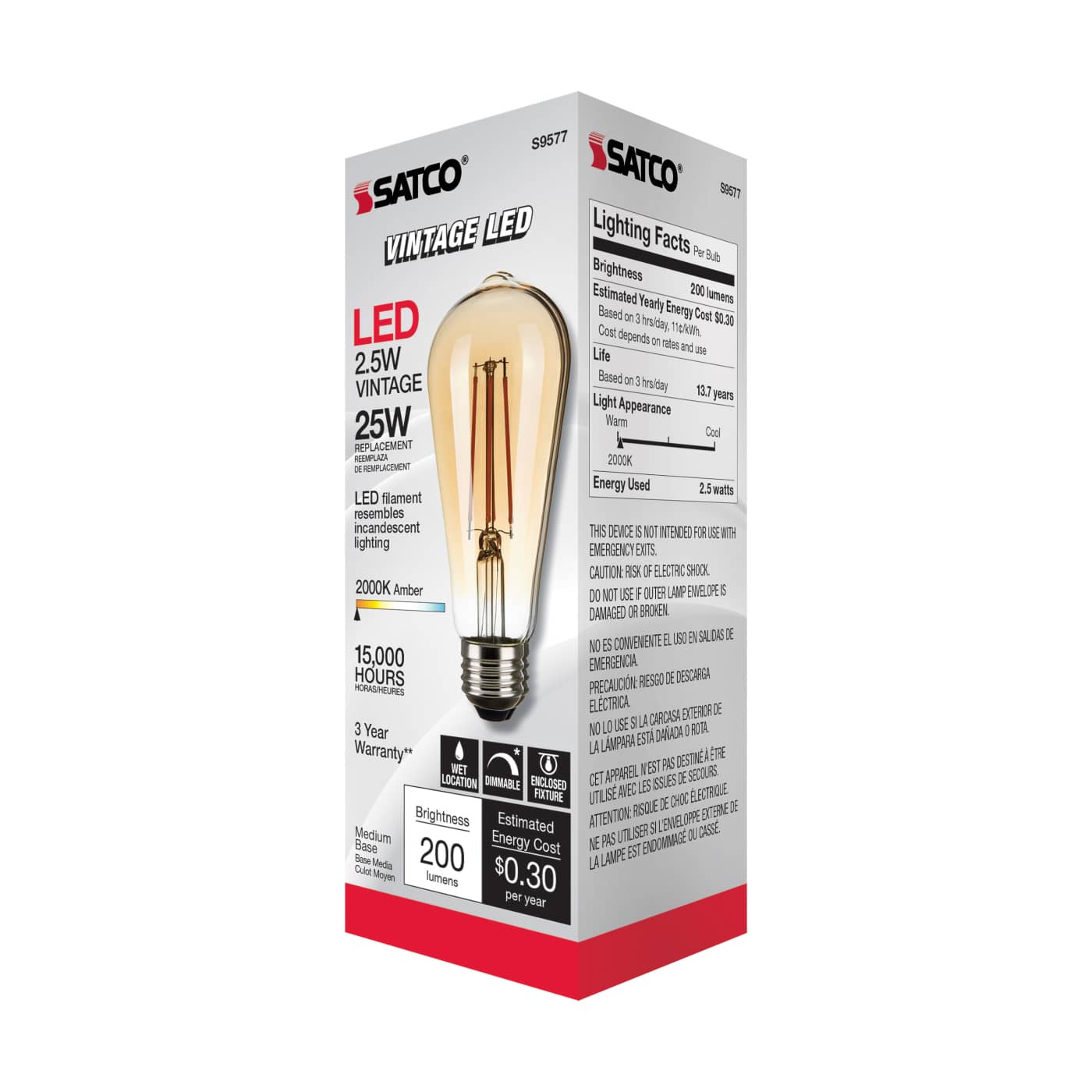 2.5ST19/AMB/LED/E26/20K/120V - S9577
