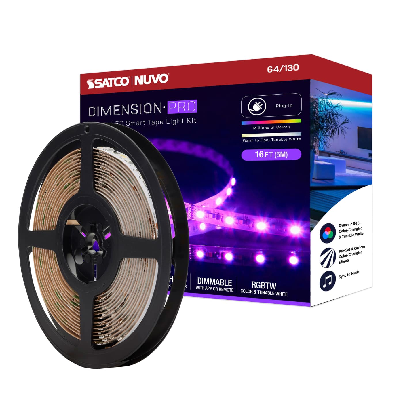TAPE/RGBTW-HO/IP20/PLUG/SF/16' - 64-130