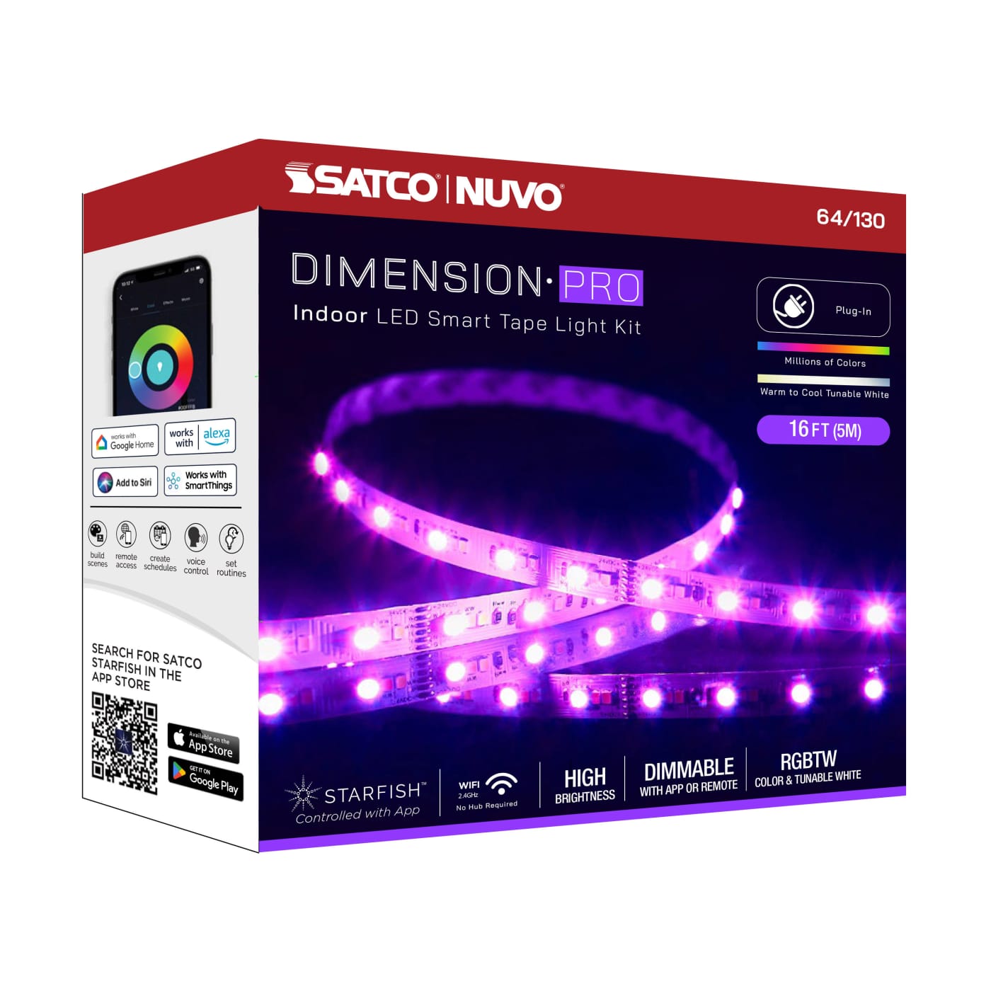 TAPE/RGBTW-HO/IP20/PLUG/SF/16' - 64-130
