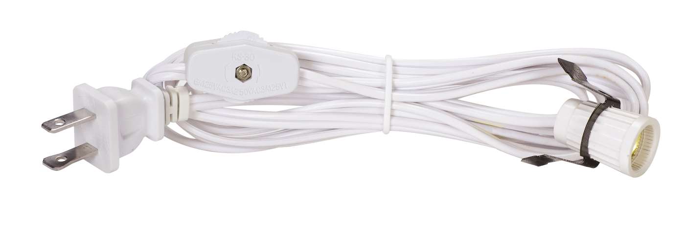CANDELABRA SKT W/SNAP W/8FT WH - 80-1785