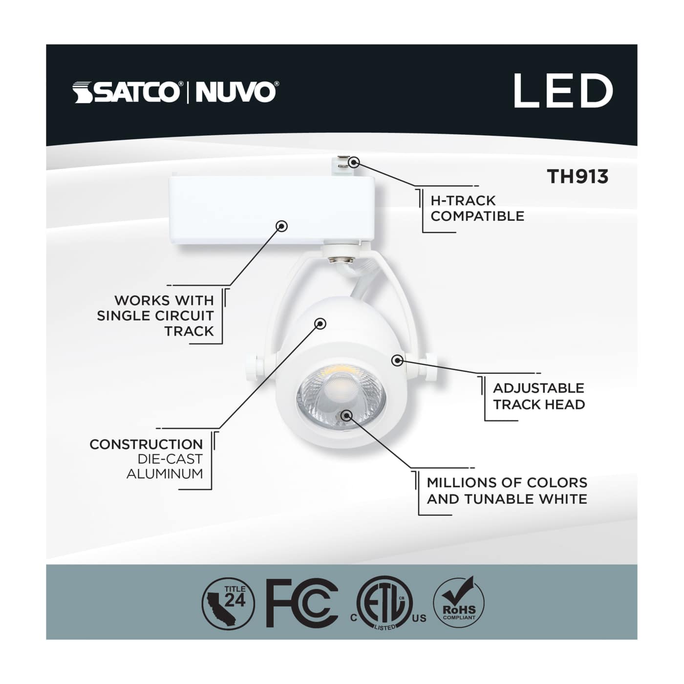 12W LED TRACK HEAD PINCH BACK - TH913
