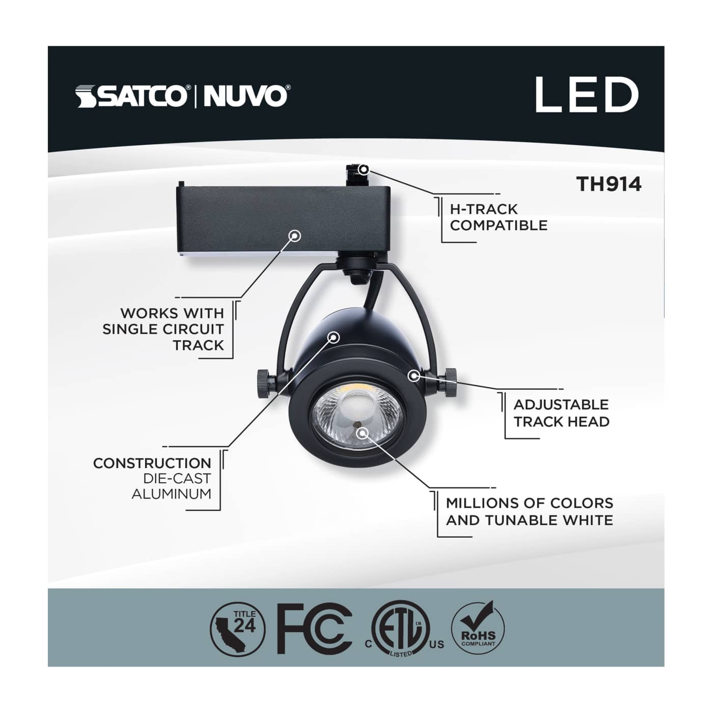 12W LED TRACK HEAD PINCH BACK - TH914