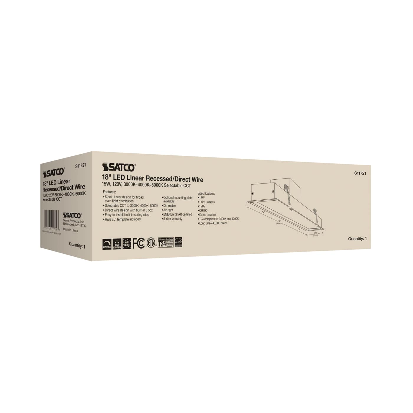15WLED/DW/LINEAR/18"/ADJ-CCT - S11721
