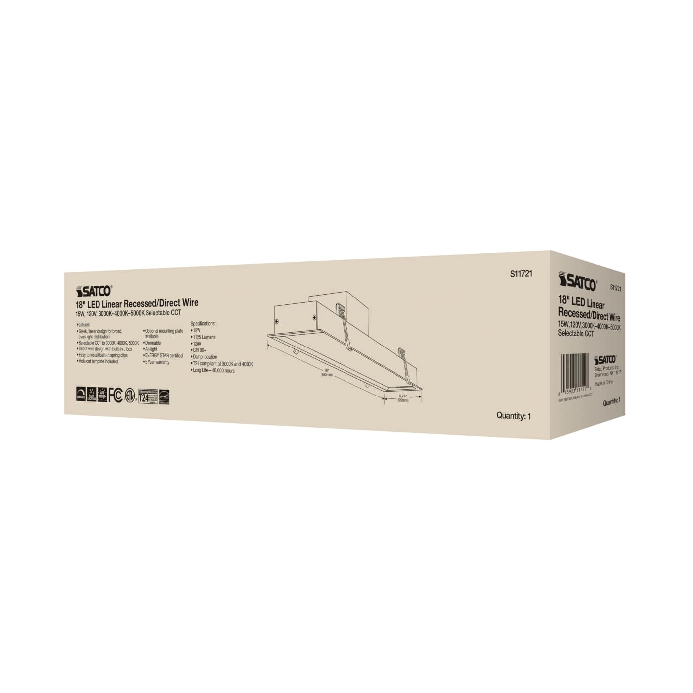 15WLED/DW/LINEAR/18"/ADJ-CCT - S11721