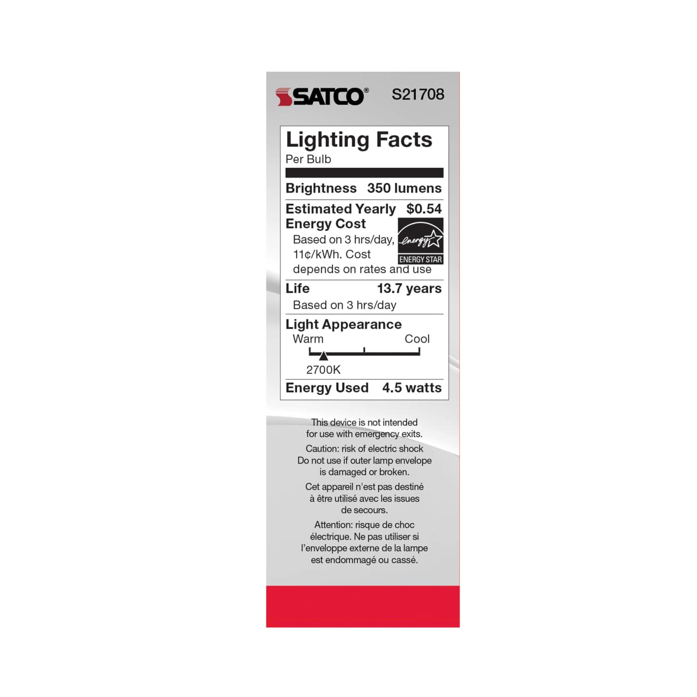 4.5W CTC/LED/27K/CL/120V/3PK - S21708