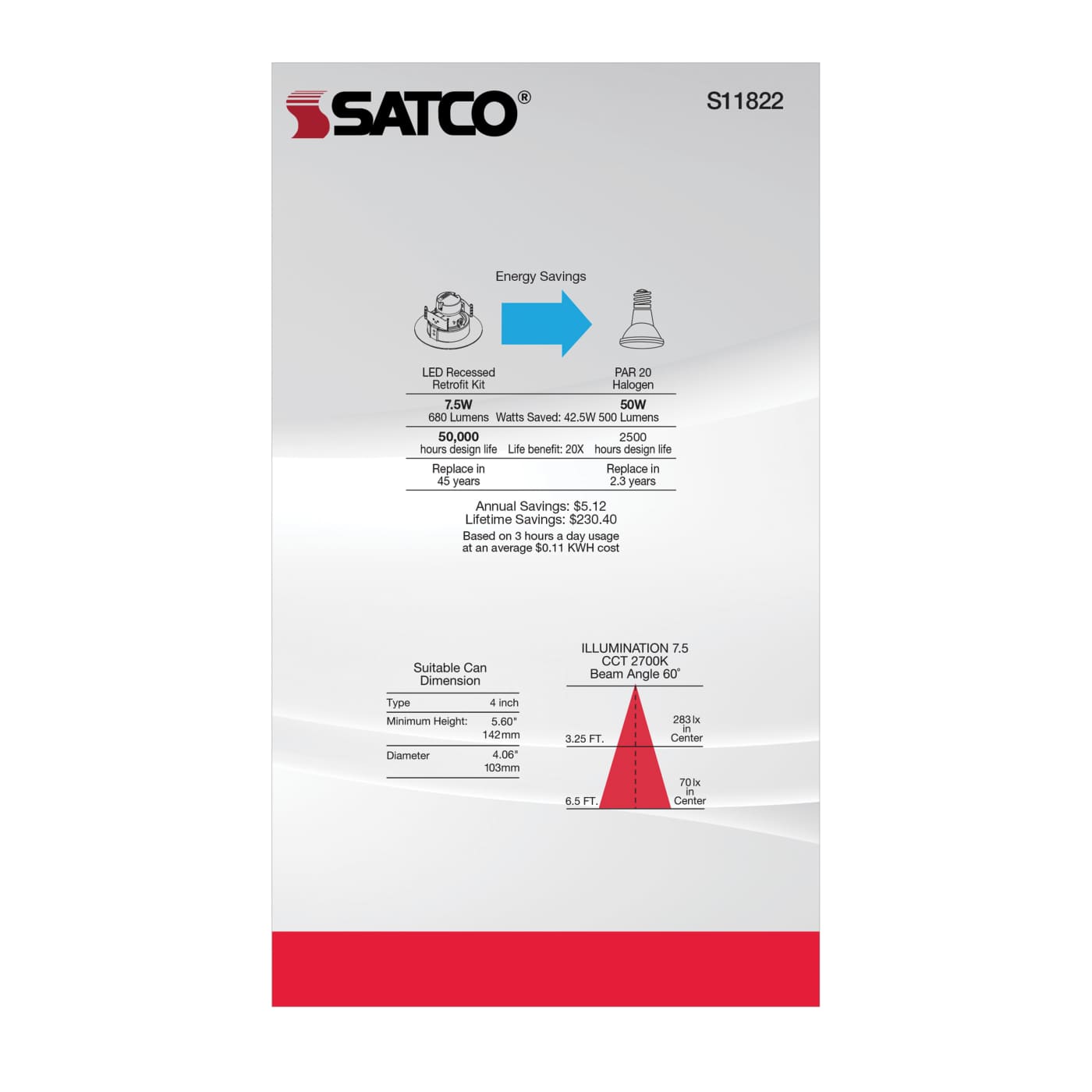 7.5WLED/DIR/4/60'/CCT-SEL/120V - S11822