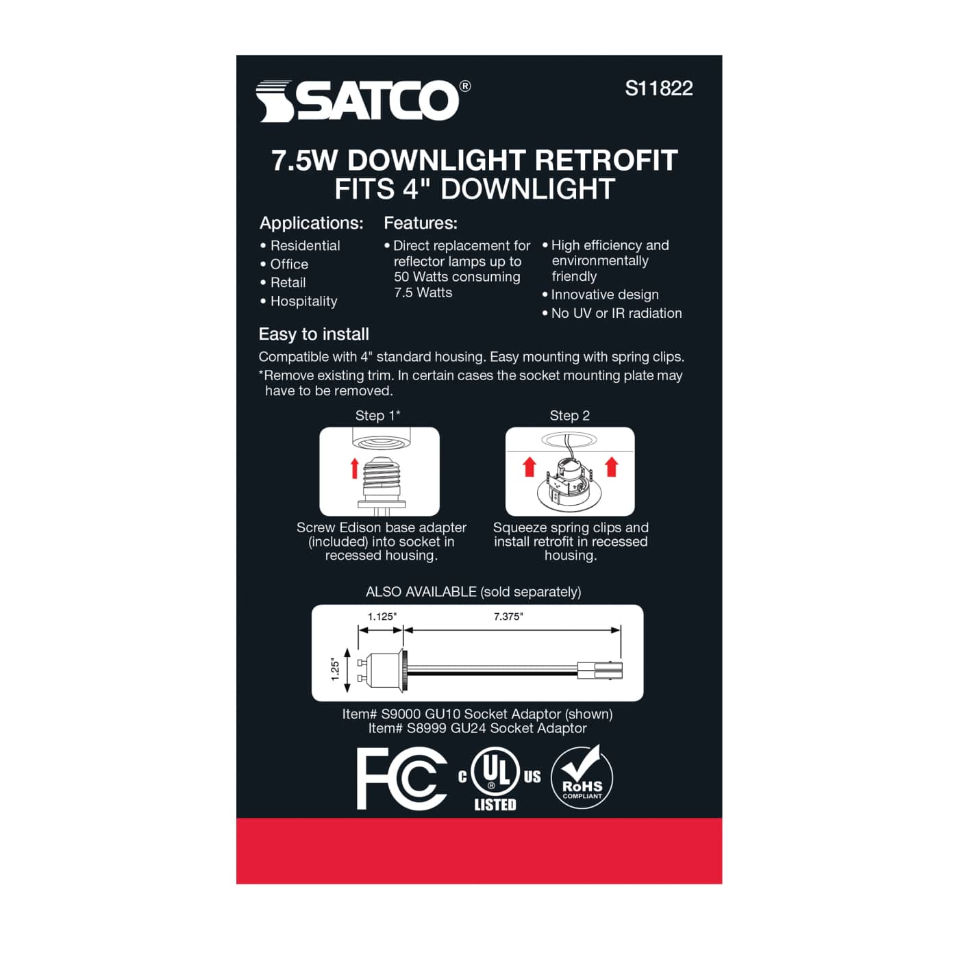 7.5WLED/DIR/4/60'/CCT-SEL/120V - S11822