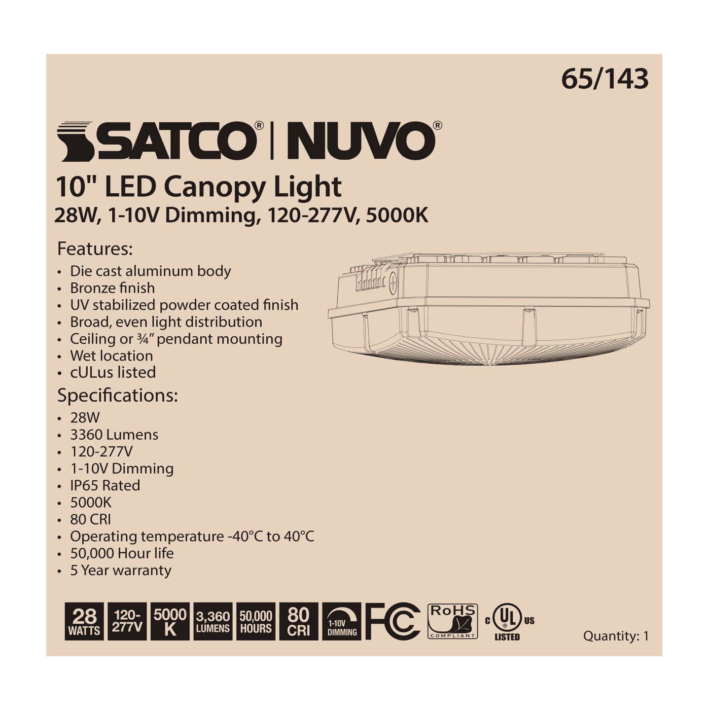 28W LED CANOPY FIXTURE 10" - 65-143