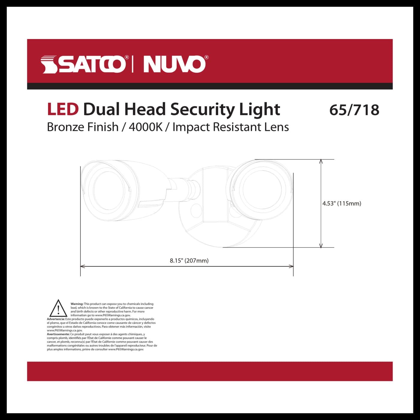 LED 2 BULLET HEAD SECURITY LGT - 65-718