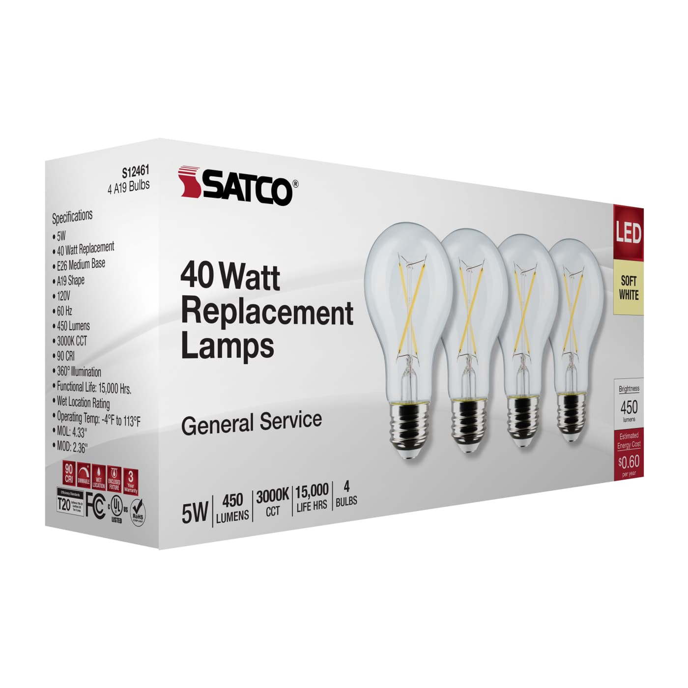 5A19/CL/LED/E26/930/4PK/120V - S12461