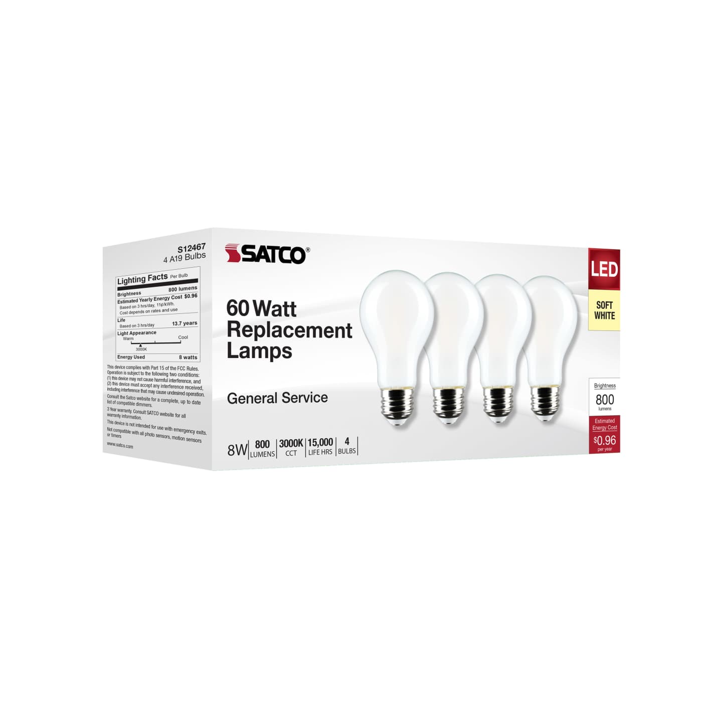 8A19/SW/LED/E26/930/4PK/120V - S12467