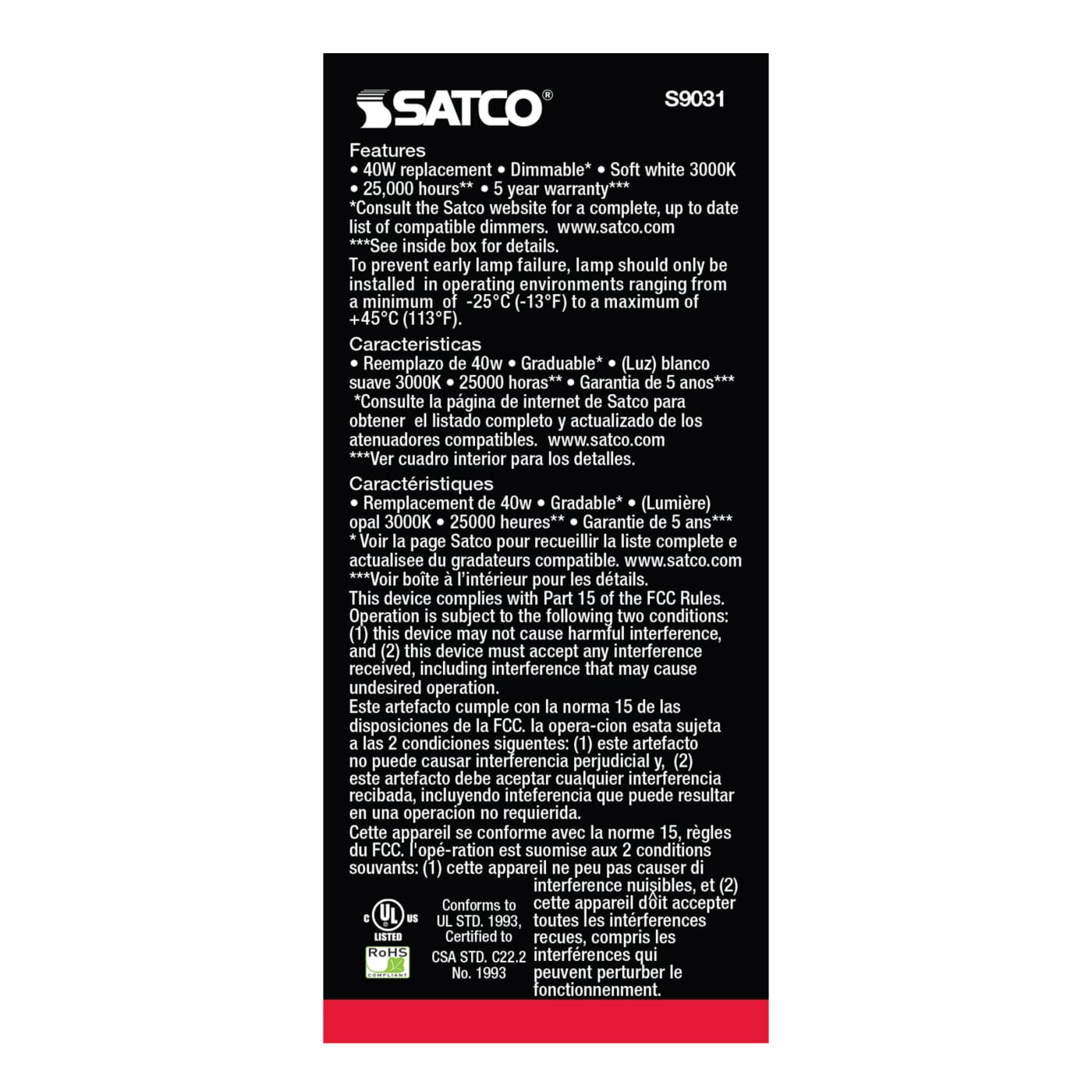 5.5A15/LED/3000K/120V - S9031