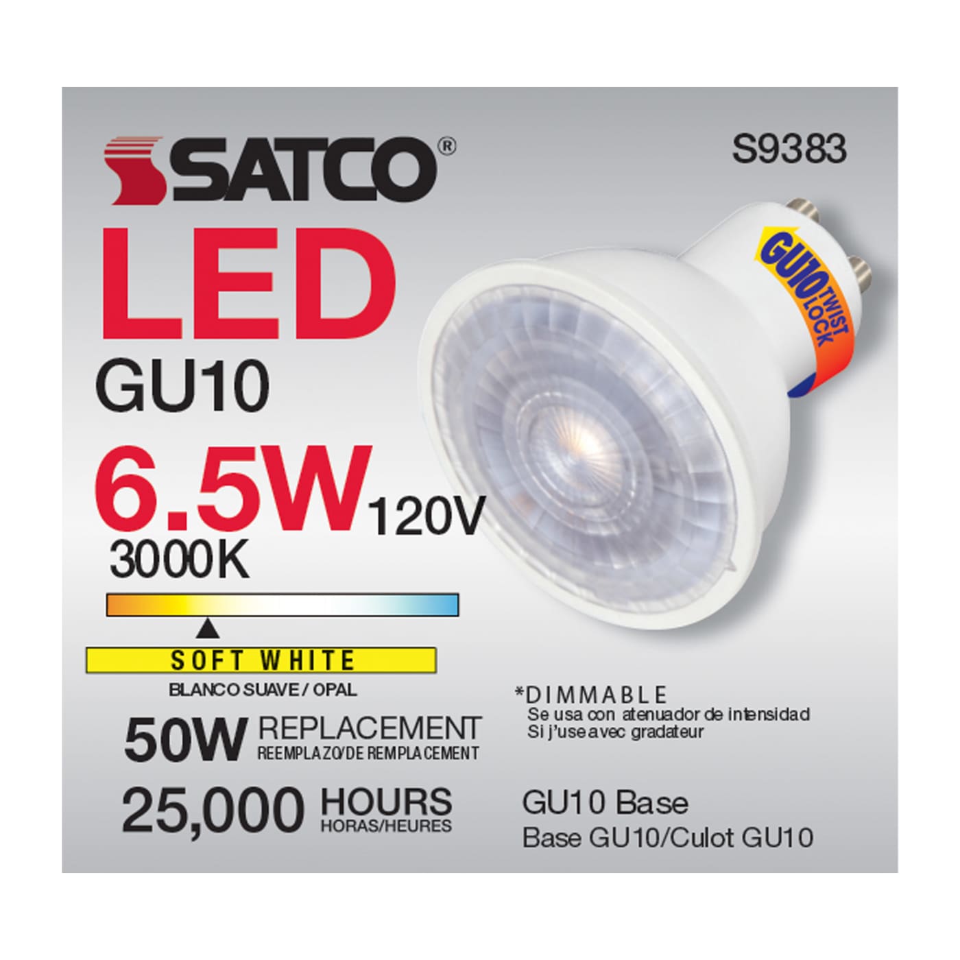6.5MR16/LED/40'/30K/120V/GU10 - S9383