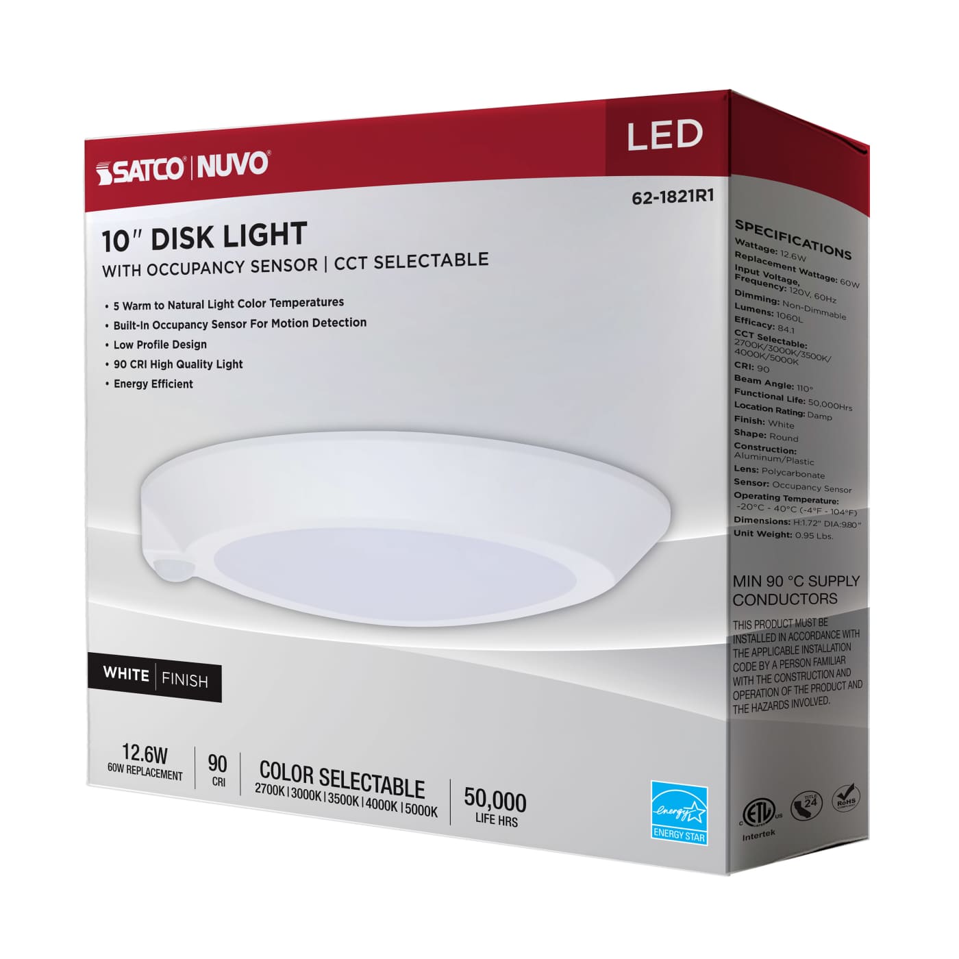 10" LED DISK LIGHT W/ OCC WHIT - 62-1821R1