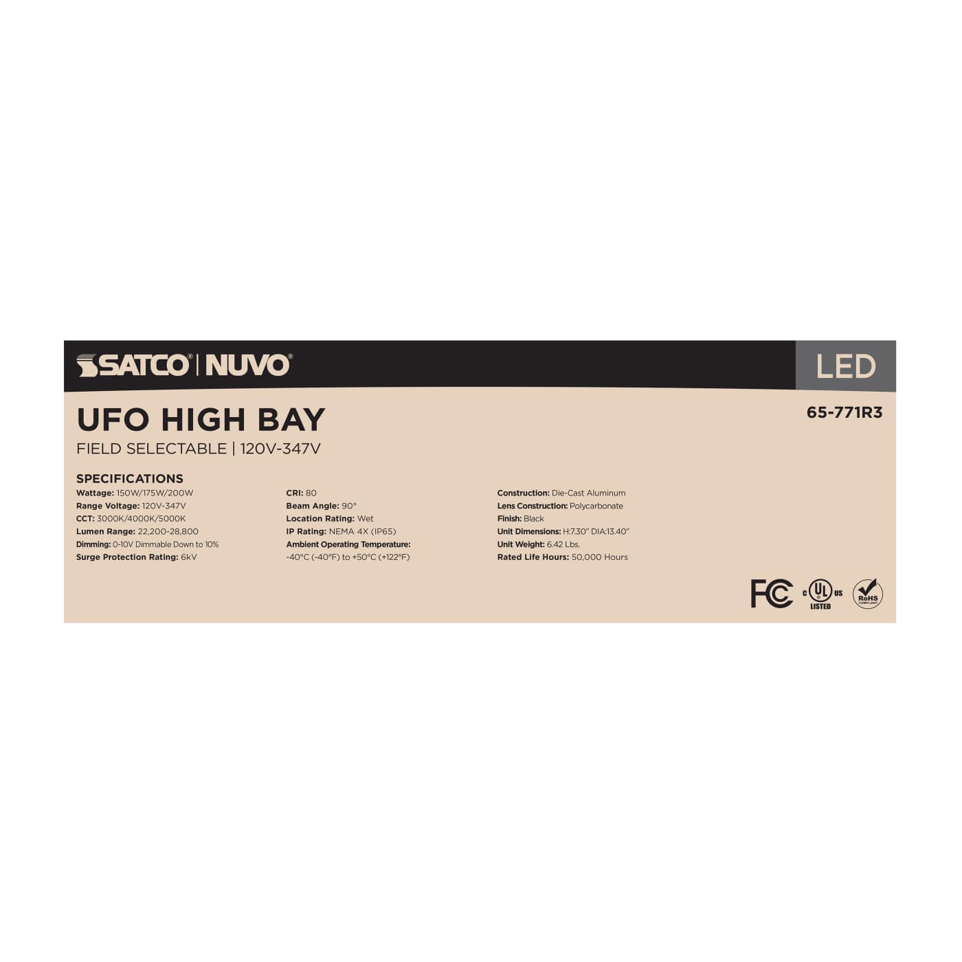 LED UFO HIGHBAY CCT & WATT ADJ - 65-771R3