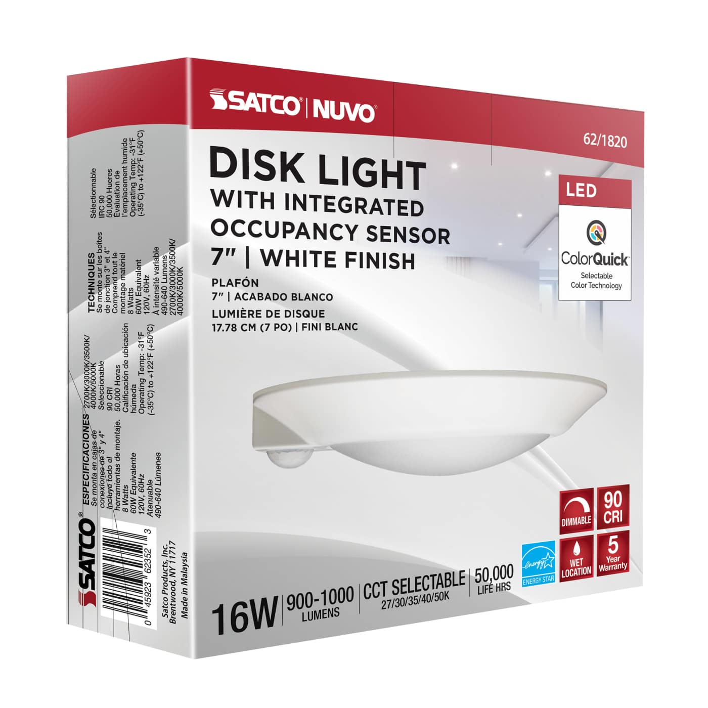 7" LED DISK LIGHT W/ OCC WHITE - 62-1820