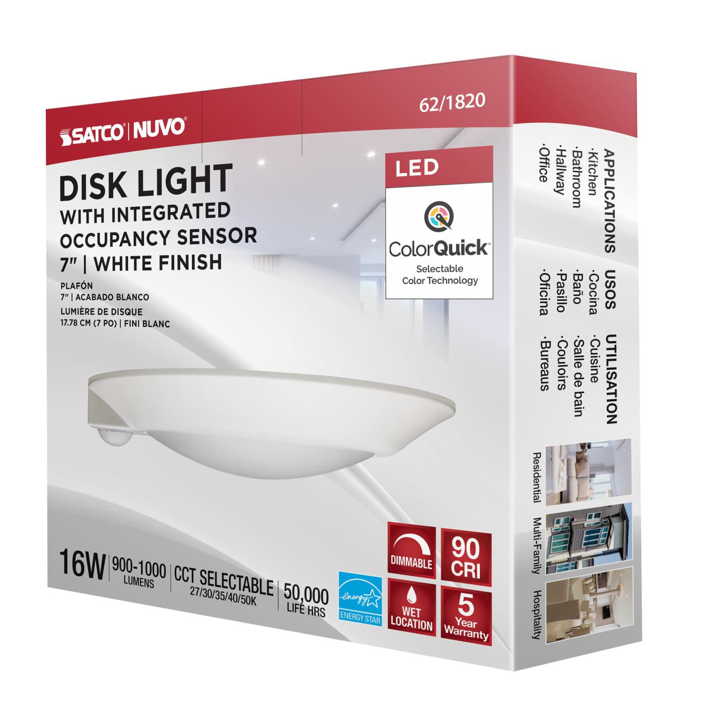 7" LED DISK LIGHT W/ OCC WHITE - 62-1820
