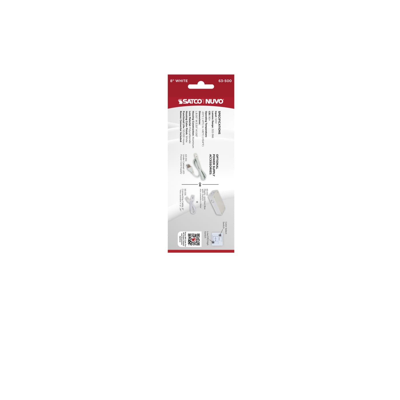 UNDER CAB LED 3CCT 8" - WH - 63-500