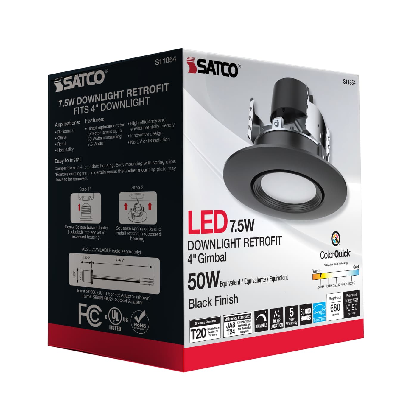 7.5WLED/DIR/4/60'/CCT-SEL/120V - S11854