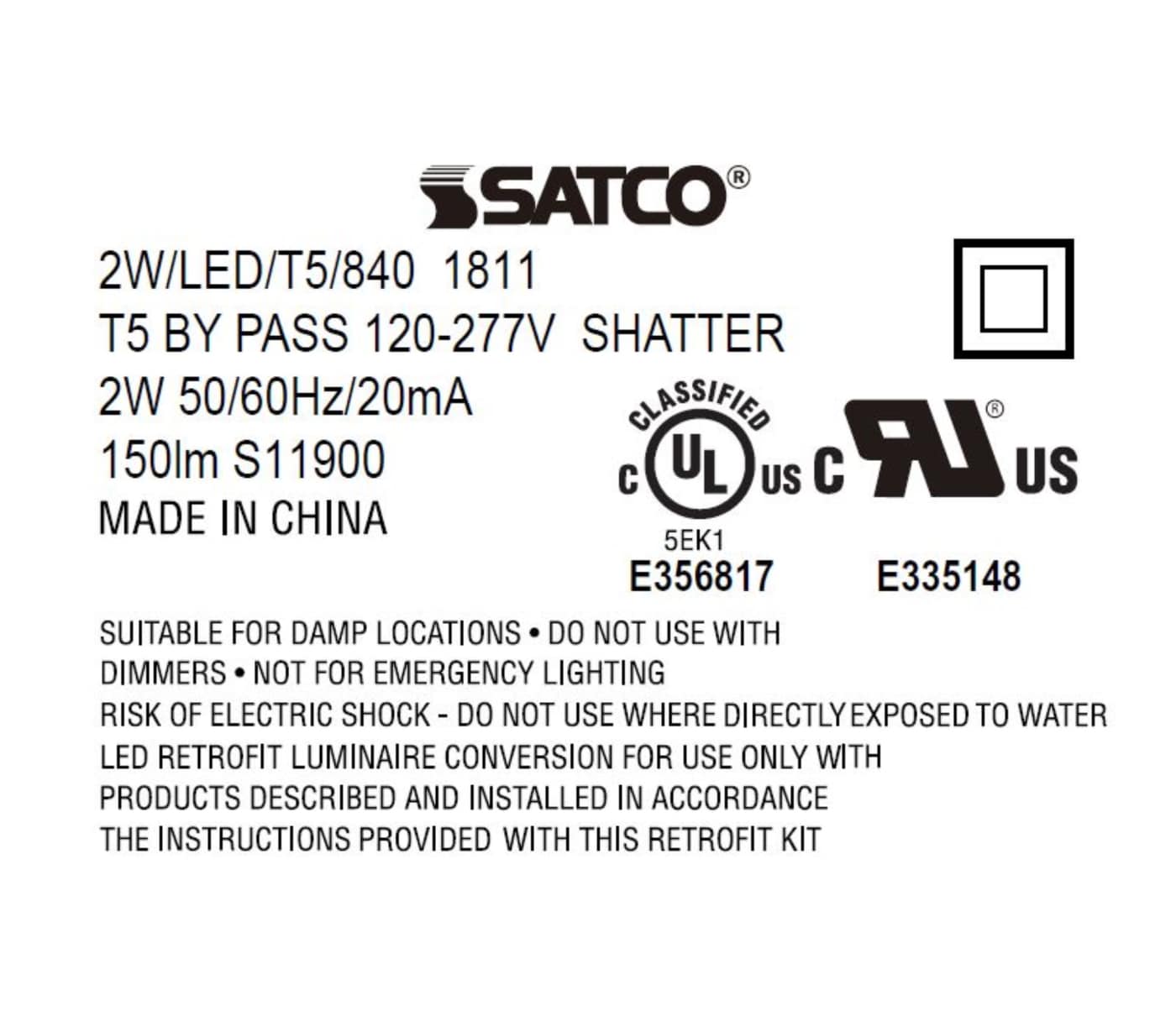 2W/LED/T5/840/BP - S11900