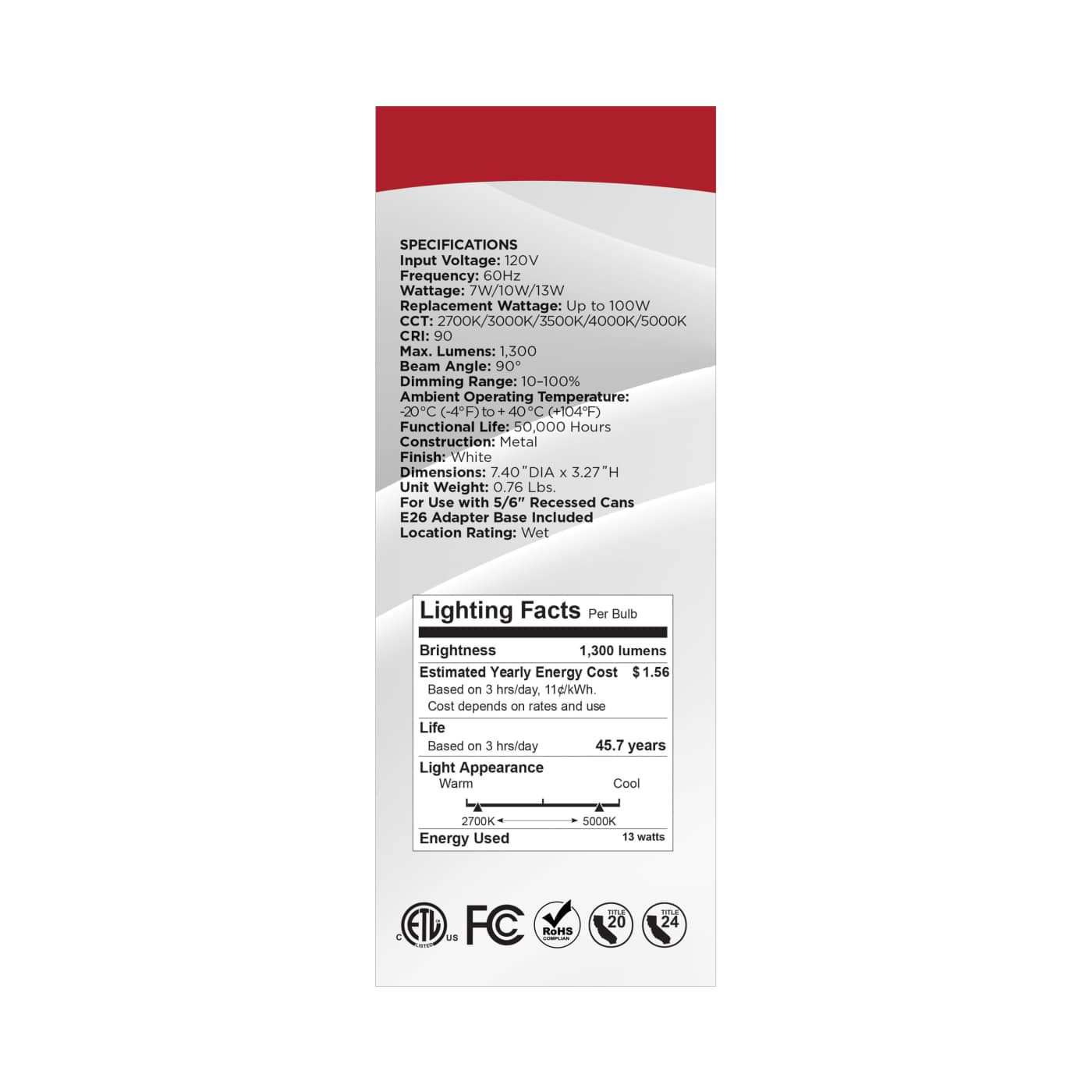 13LED/RDL/5-6/WS/5CCT/RD - S18801
