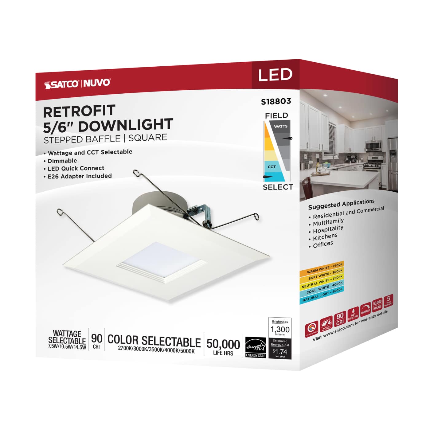 14.5LED/RDL/5-6/WS/5CCT/SQ - S18803