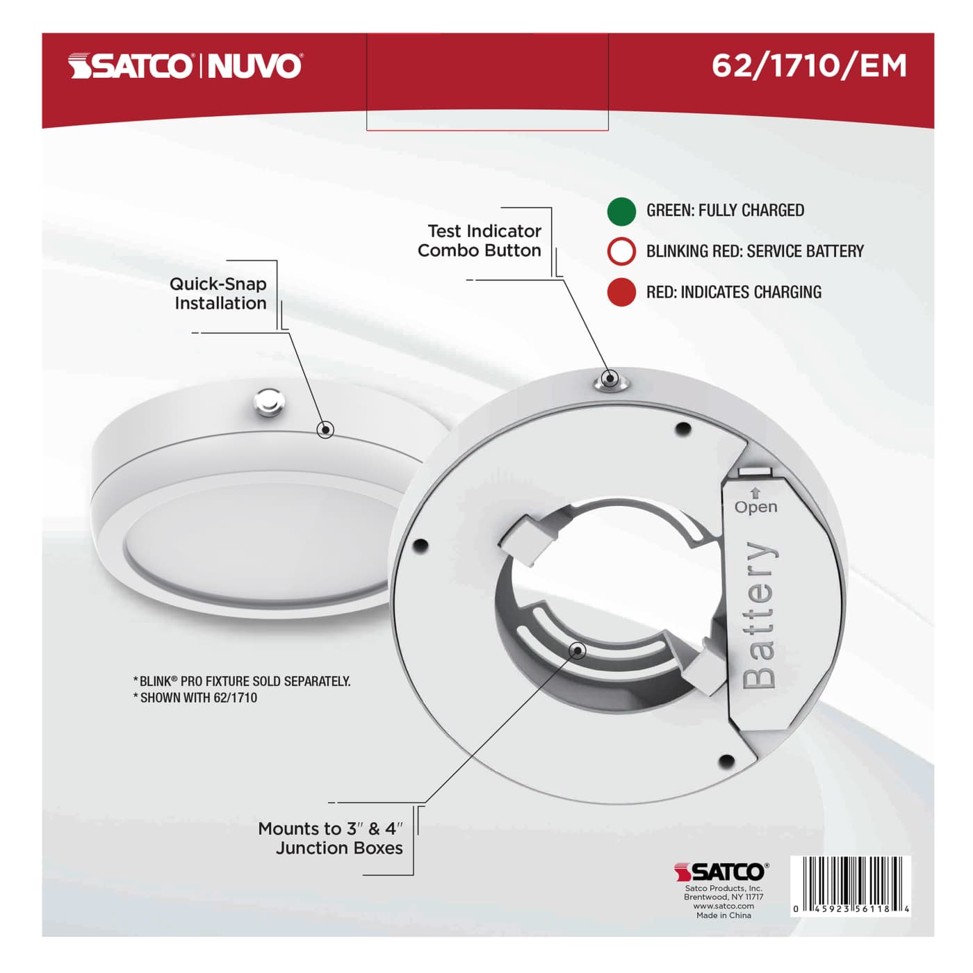 7" RD BLINK PRO EM BATT BACKUP - 62-1710-EM