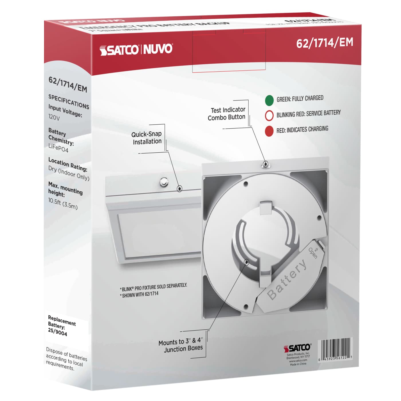 7" SQ BLINK PRO EM BATT BACKUP - 62-1714-EM