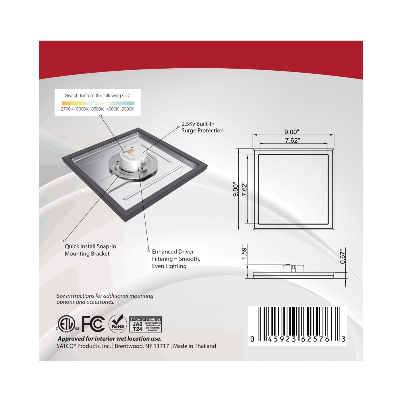 BLINK 13W LED 9" SQ BLACK - 62-1725