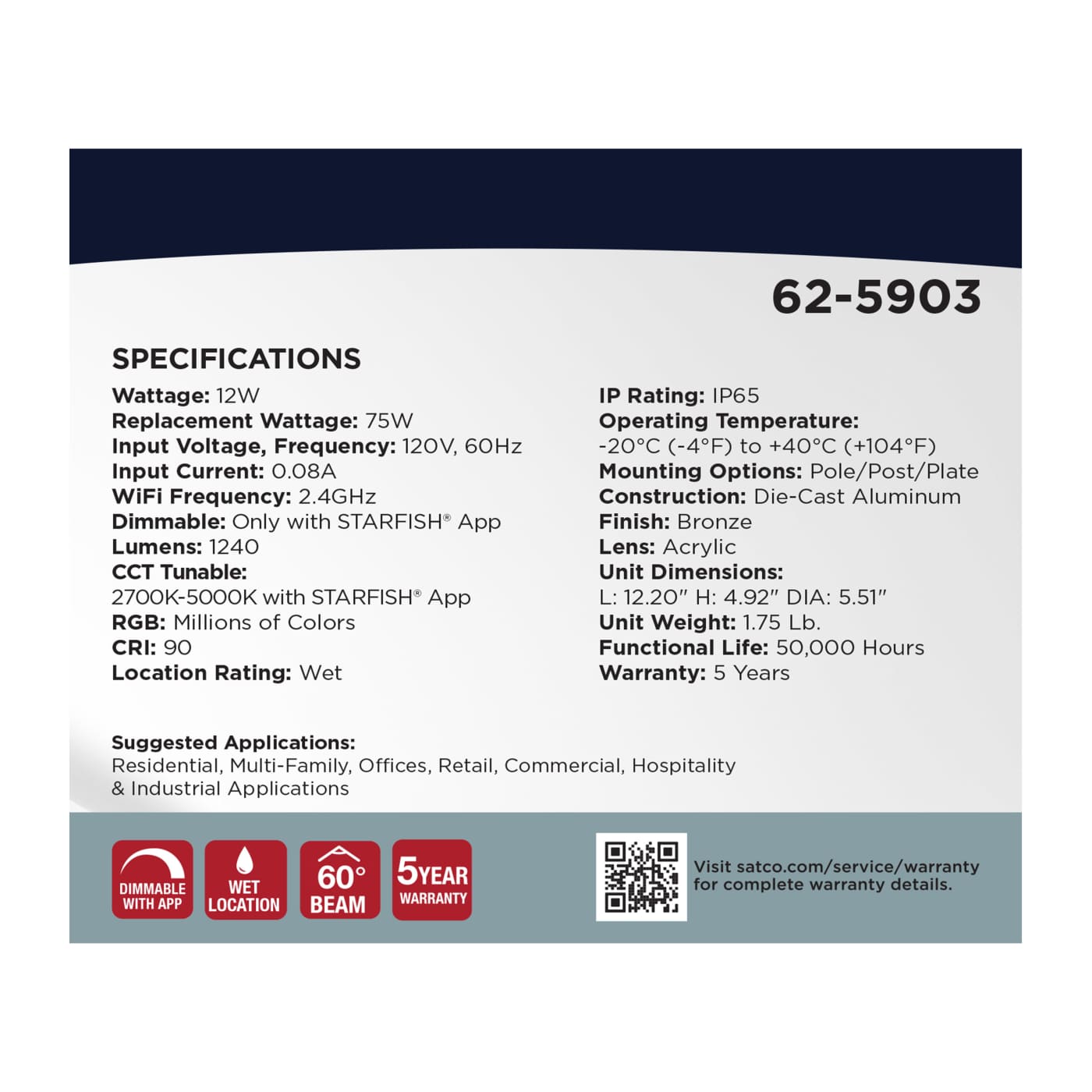 LED 12W LANDSCAPE FLOOD - 62-5903