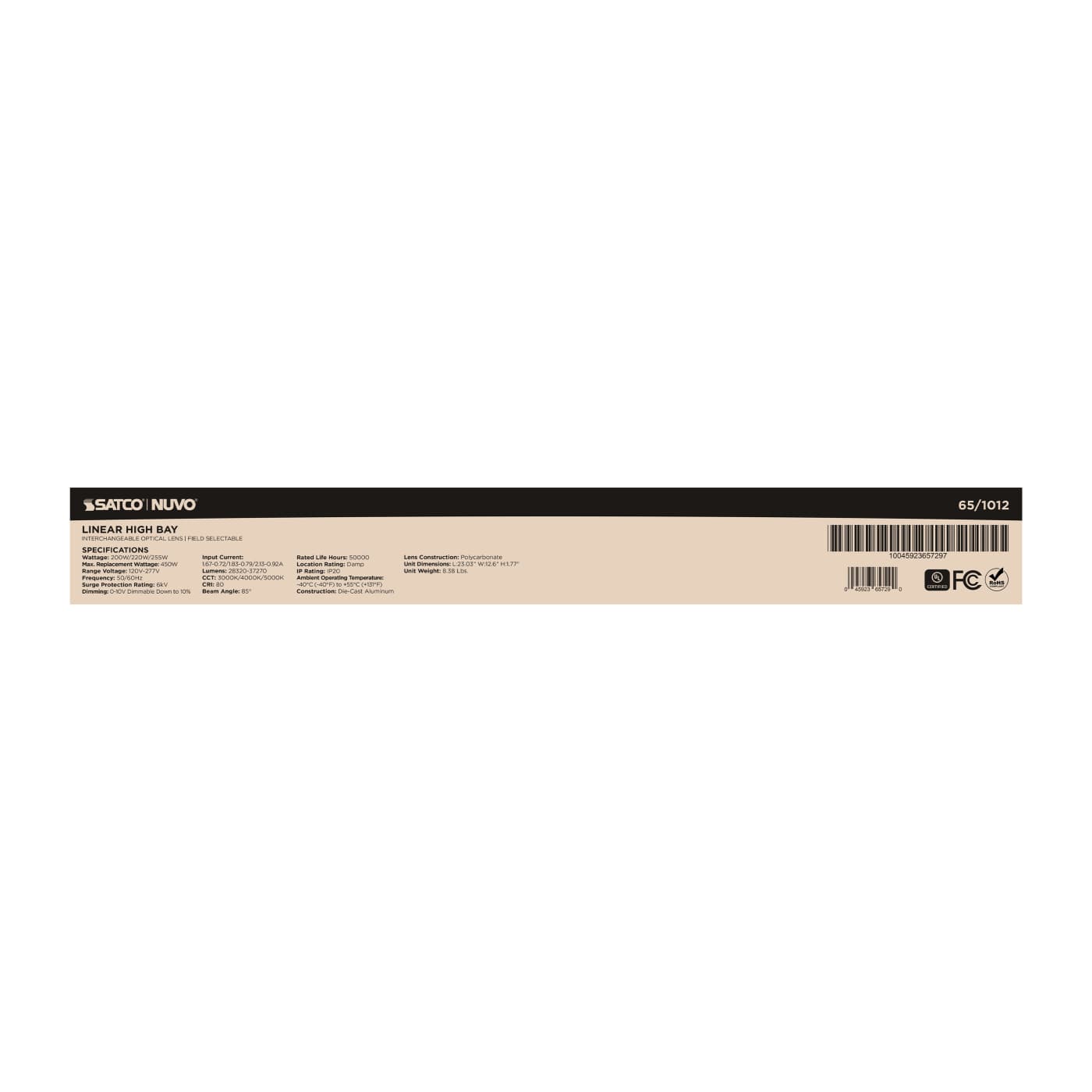 LED SELECTABLE LINEAR HIGH BAY - 65-1012