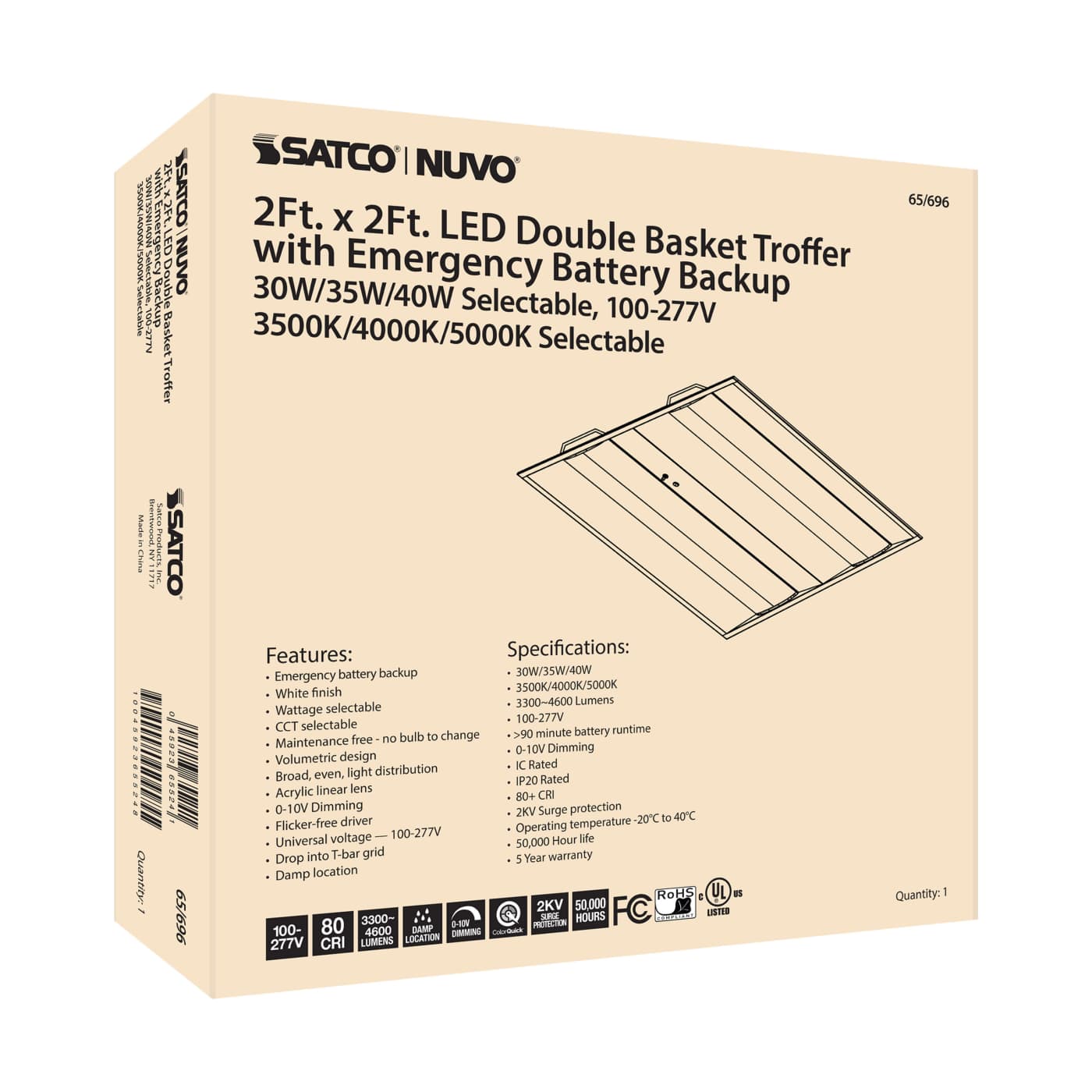 2X2 EM DOUBLE BASKET TROFFER - 65-696