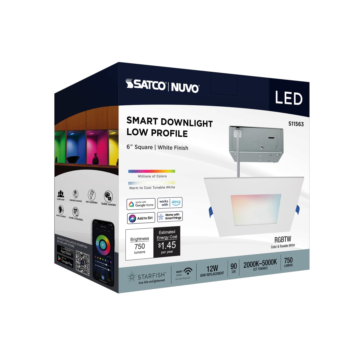 12WLED/DW/6/RGBTW/SQ/WH - S11563