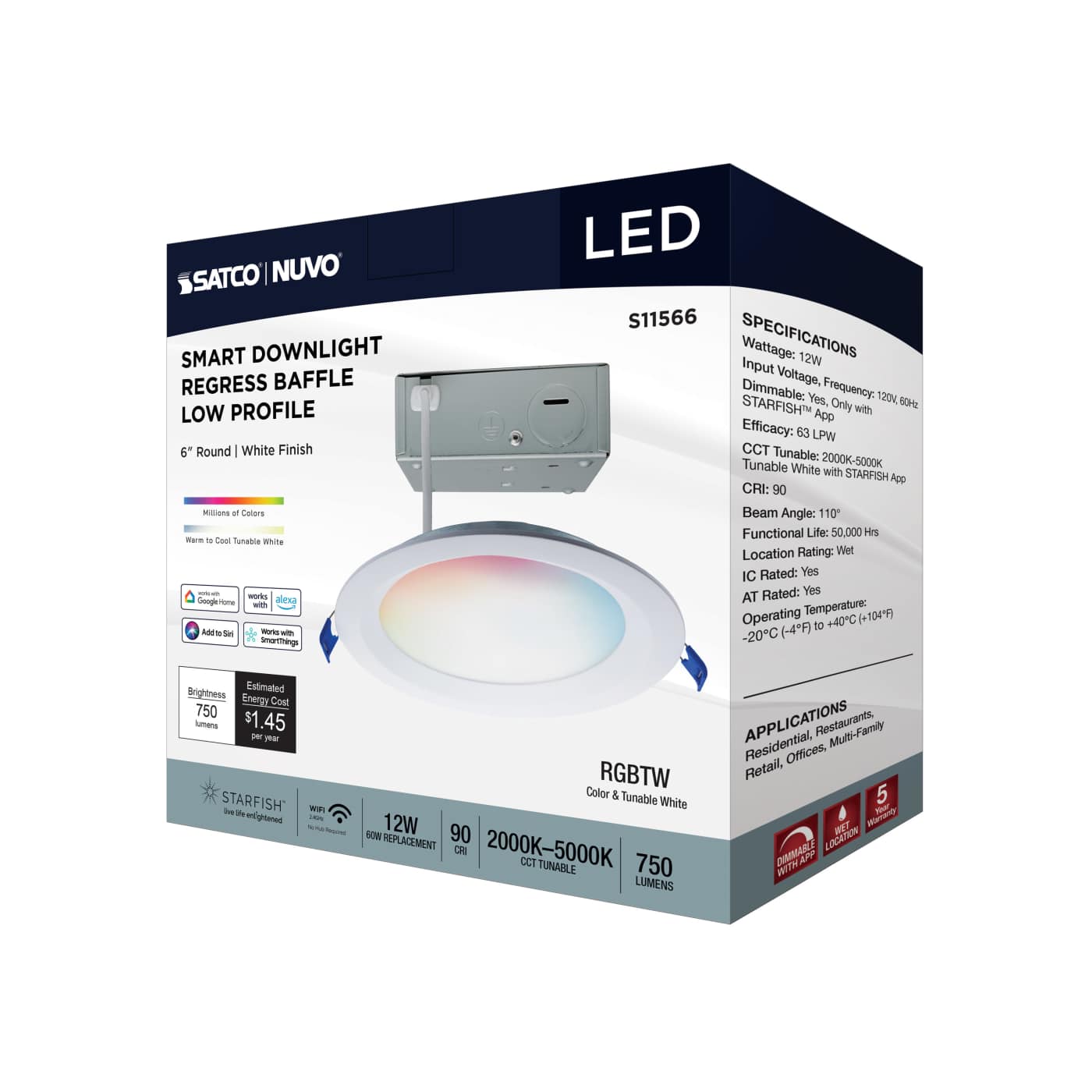 12WLED/DW/6/RGBTW/RND/RD/WH - S11566