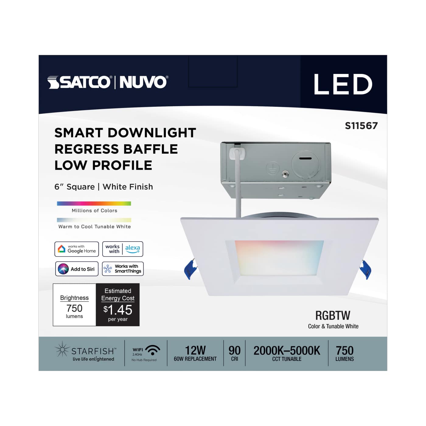 12WLED/DW/6/RGBTW/SQ/RD/WH - S11567