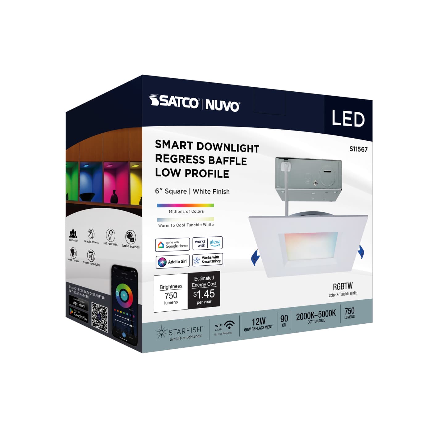 12WLED/DW/6/RGBTW/SQ/RD/WH - S11567