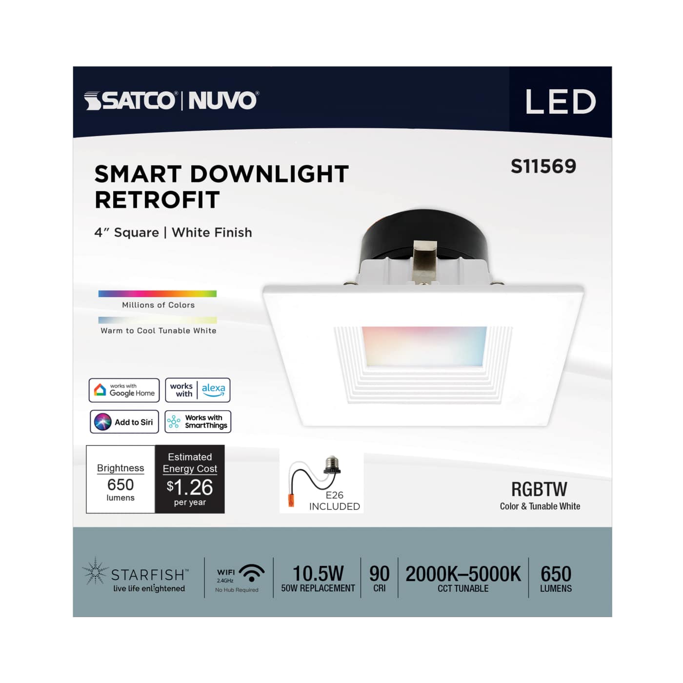 10.5WLED/RDL/4/RGBTW/SQ/WH - S11569