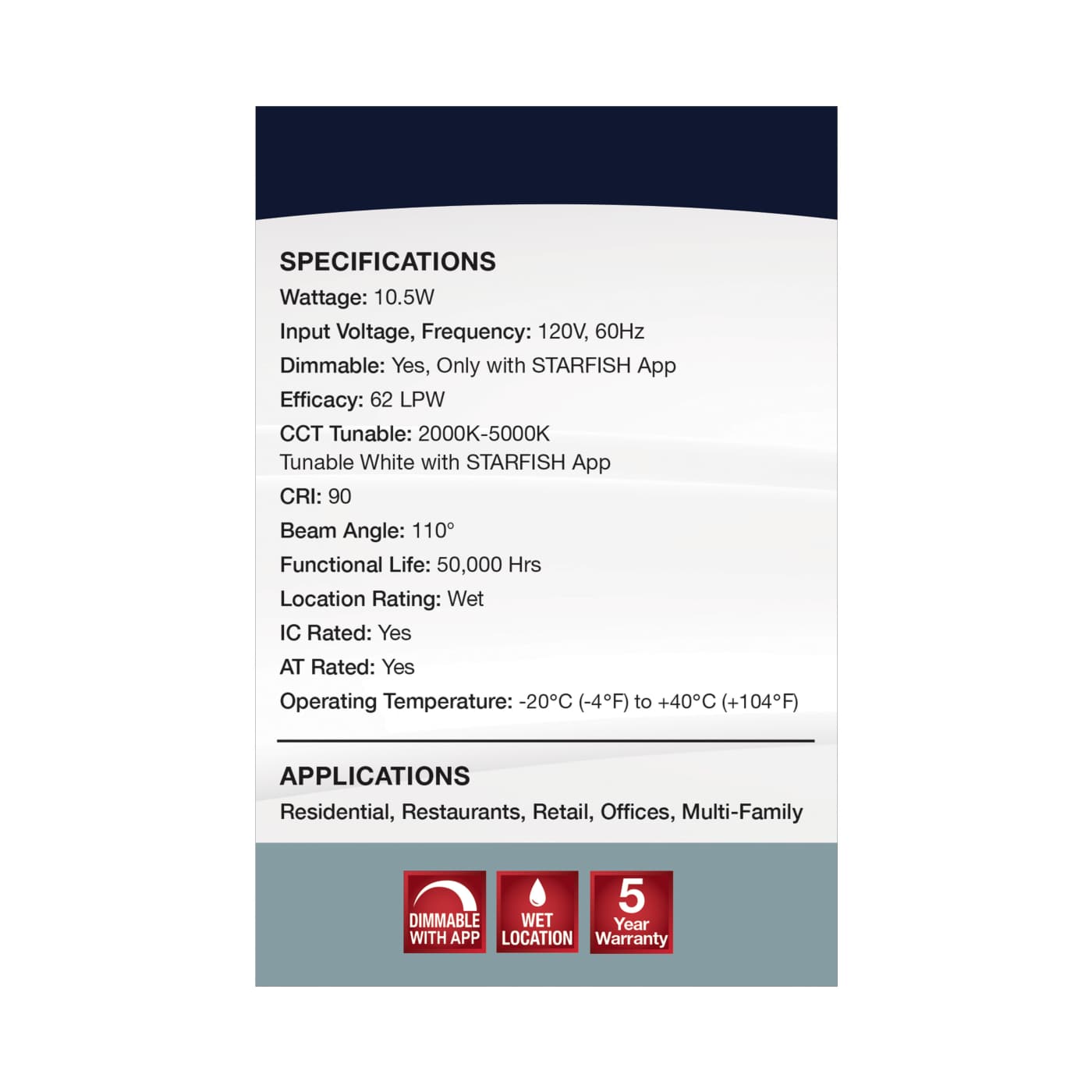 10.5WLED/RDL/4/RGBTW/SQ/WH - S11569