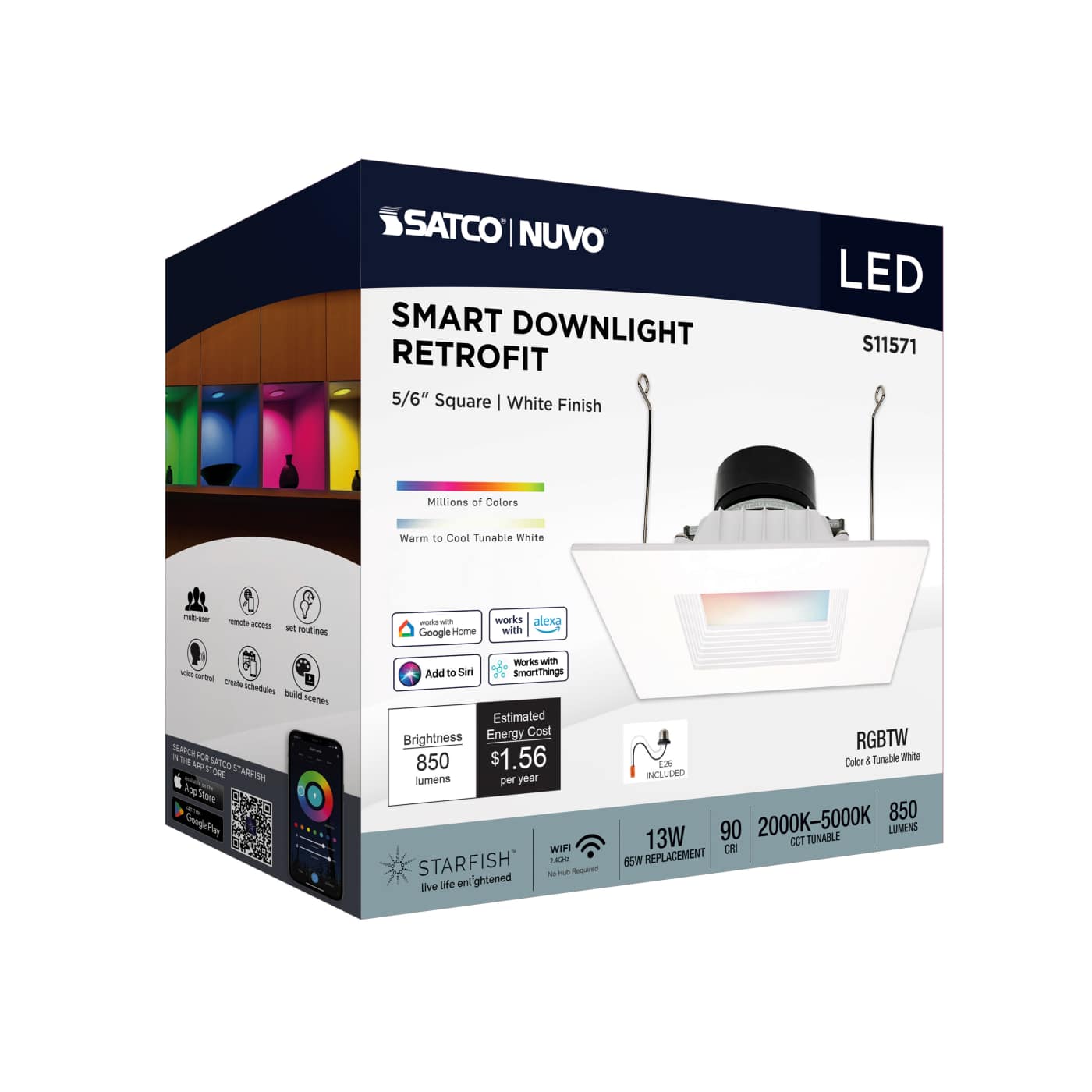 13WLED/RDL/5-6/RGBTW/SQ/WH - S11571