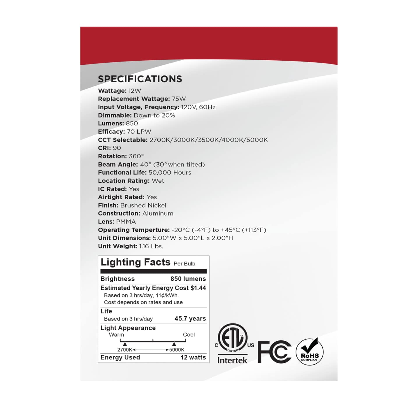 12W/DW/GBL/4/CCT/SQ/RD/BN - S11623R1