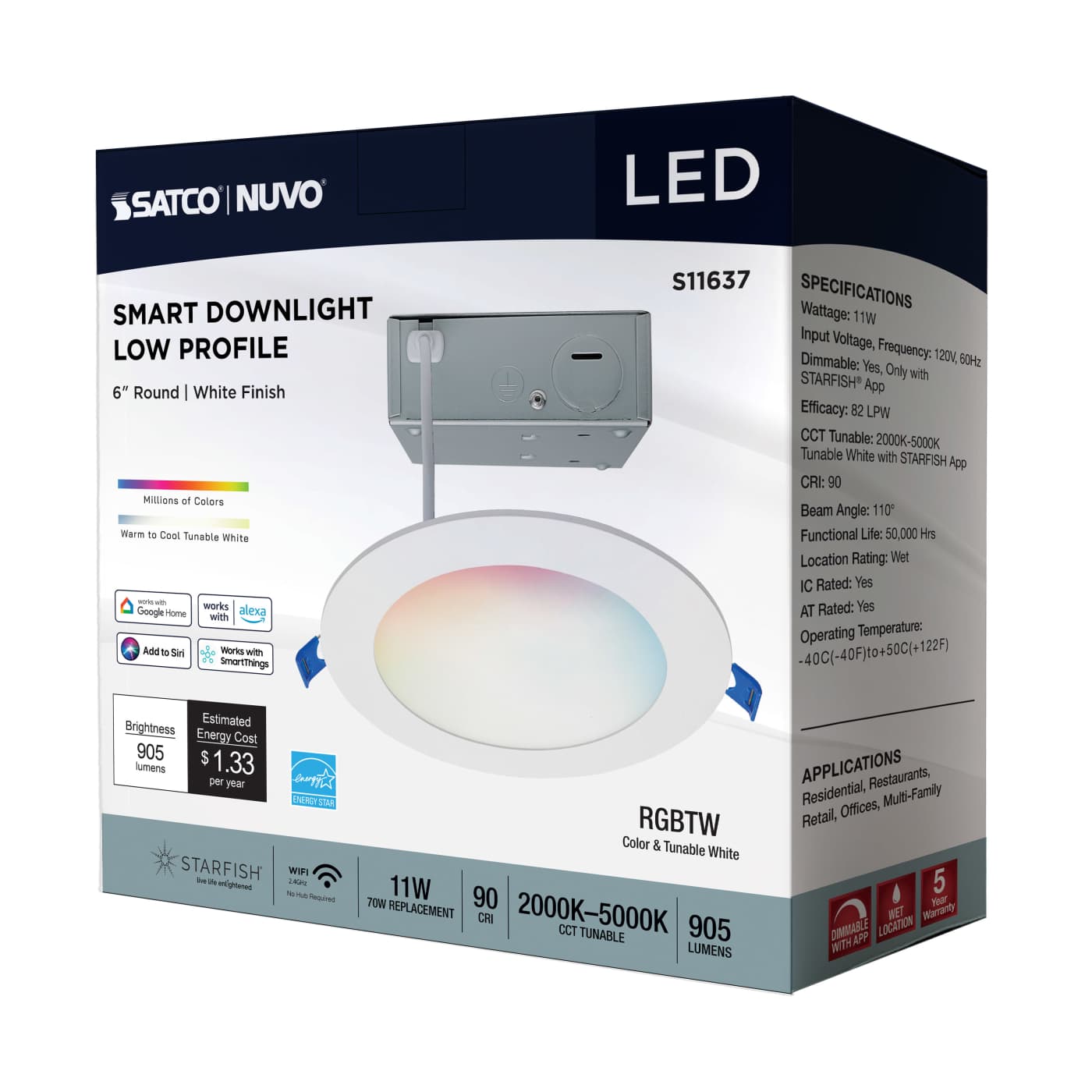 11WLED/DW/6/RGBTW/RND/WH - S11637